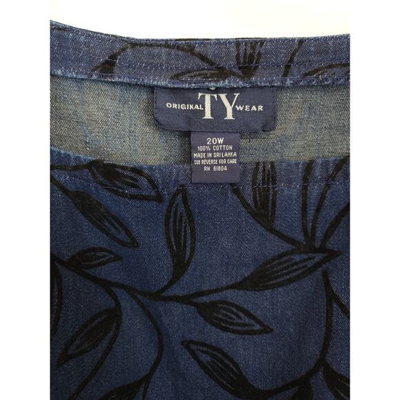 Original TY Wear Denim Overall Maxi Dress Embroidered Women‎ 20 W Blue Modest - Picture 8 of 10